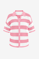 Womens Pink Half Sleeve Button up Tops | CicyBell
