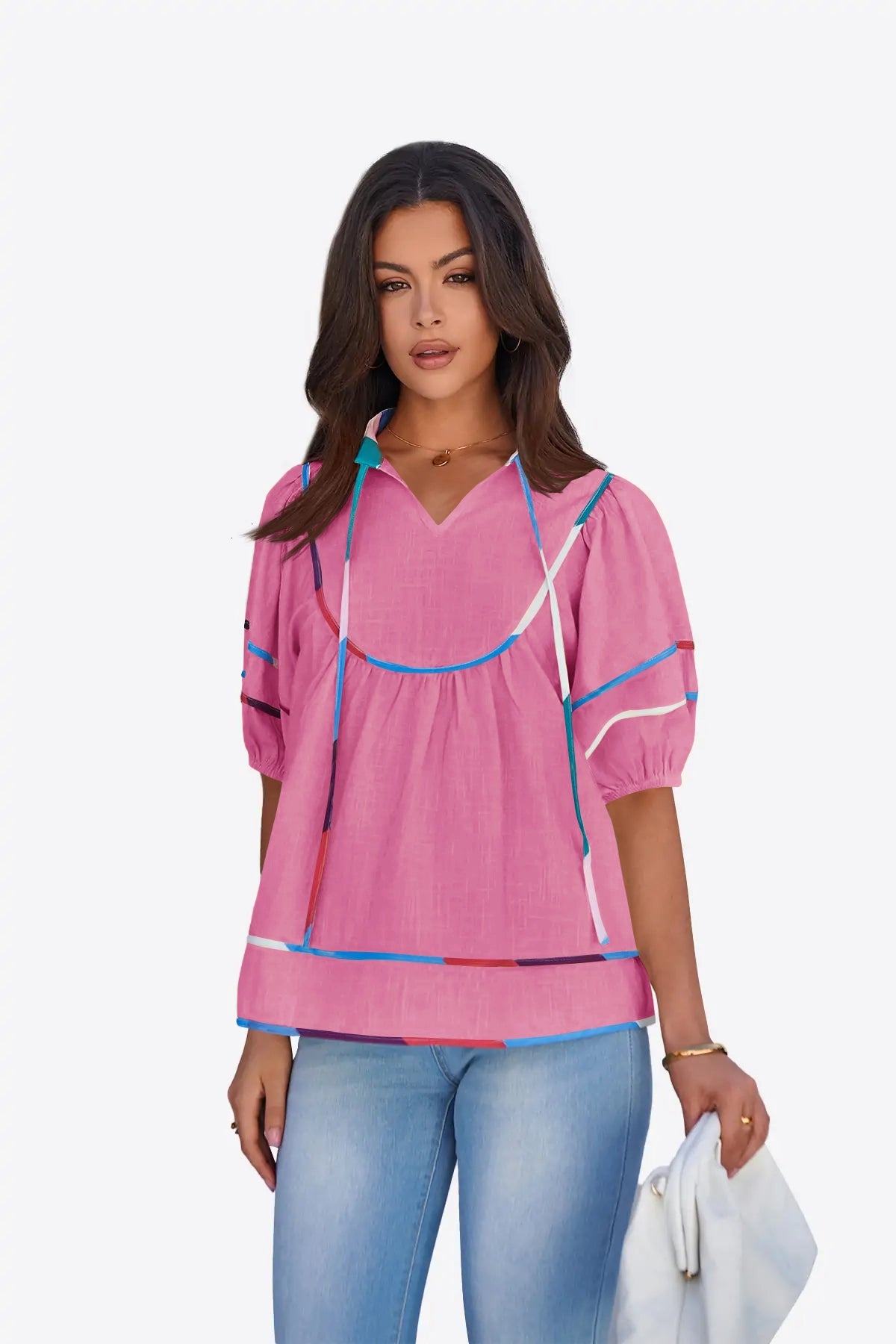 Womens Pink Summer Babydoll Tops | CicyBell