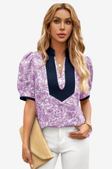 Womens Purple Puff Sleeve Blouses | CicyBell