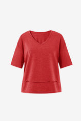 Womens Red Summer V Neck T Shirts | CicyBell