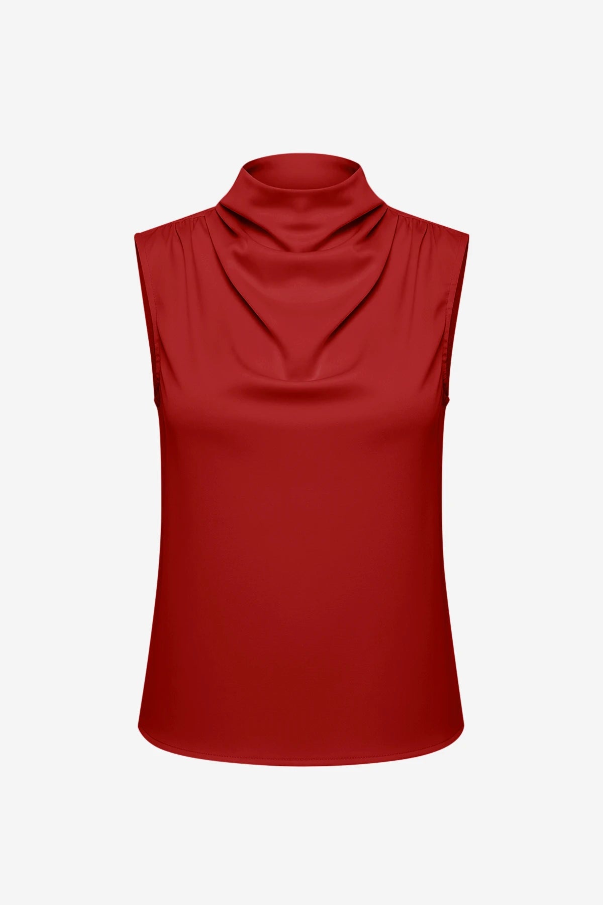 Womens Red Mock Neck Satin Tank Tops | CicyBell
