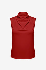 Womens Red Mock Neck Satin Tank Tops | CicyBell