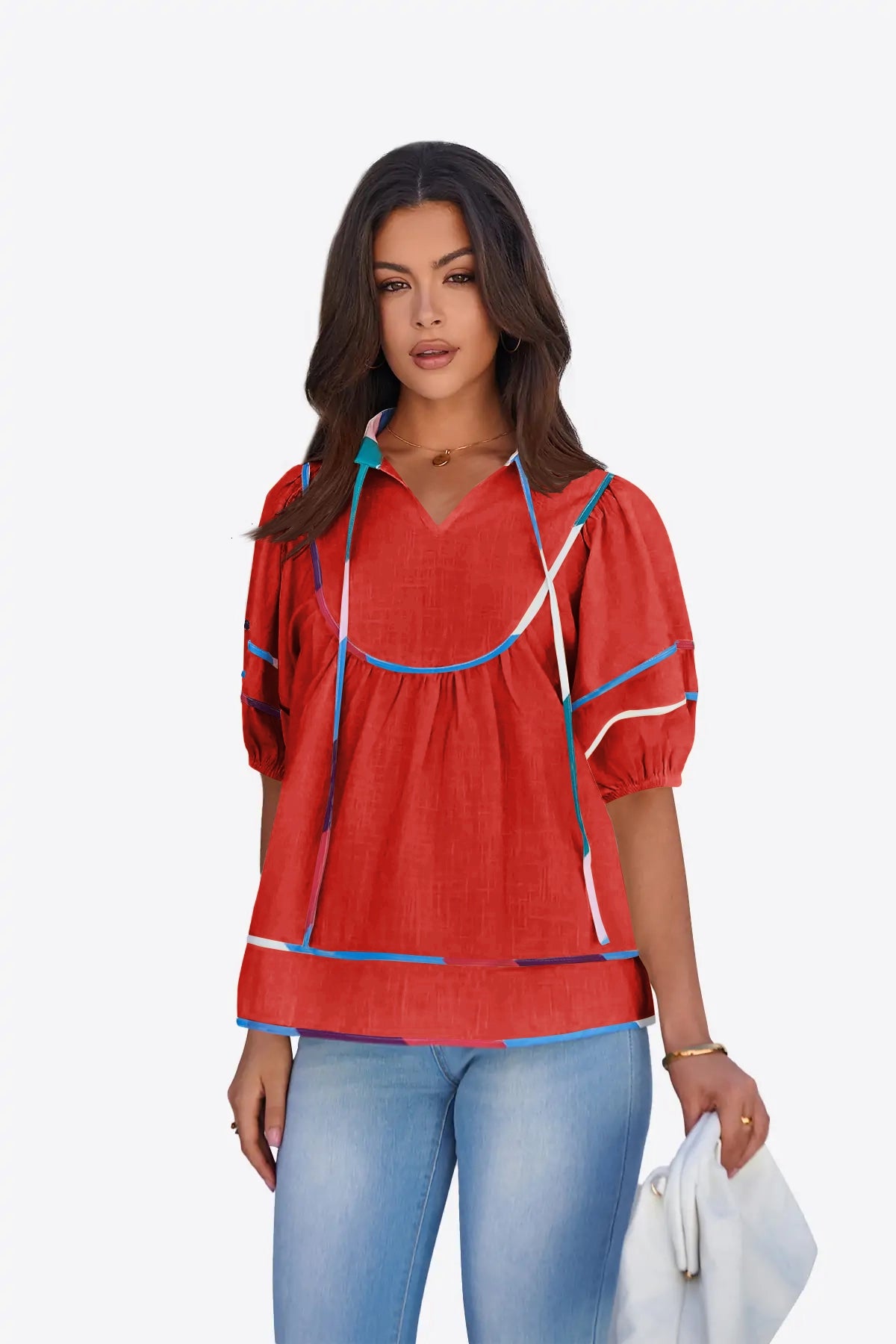 Womens Red Summer Babydoll Tops | CicyBell