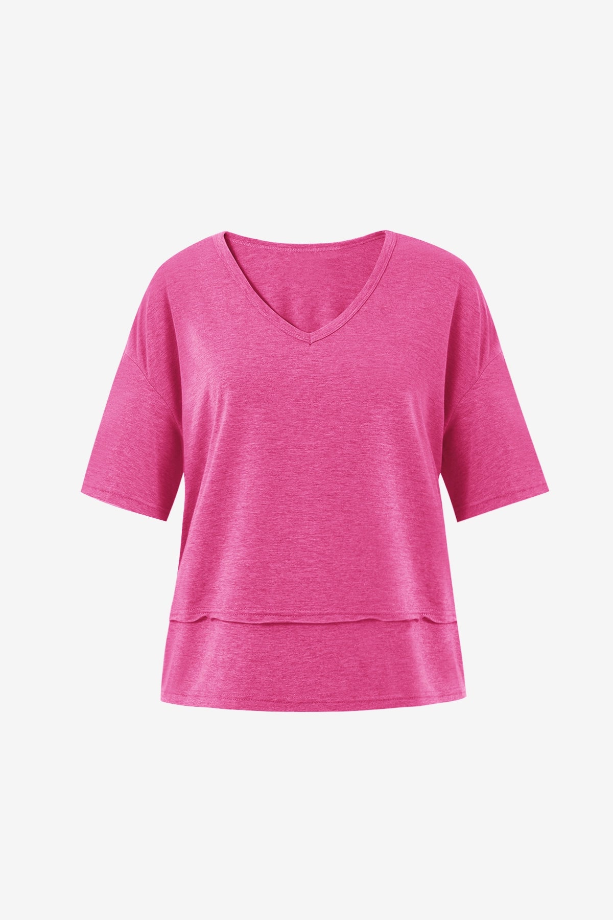 Womens Rose Red Summer V Neck T Shirts | CicyBell