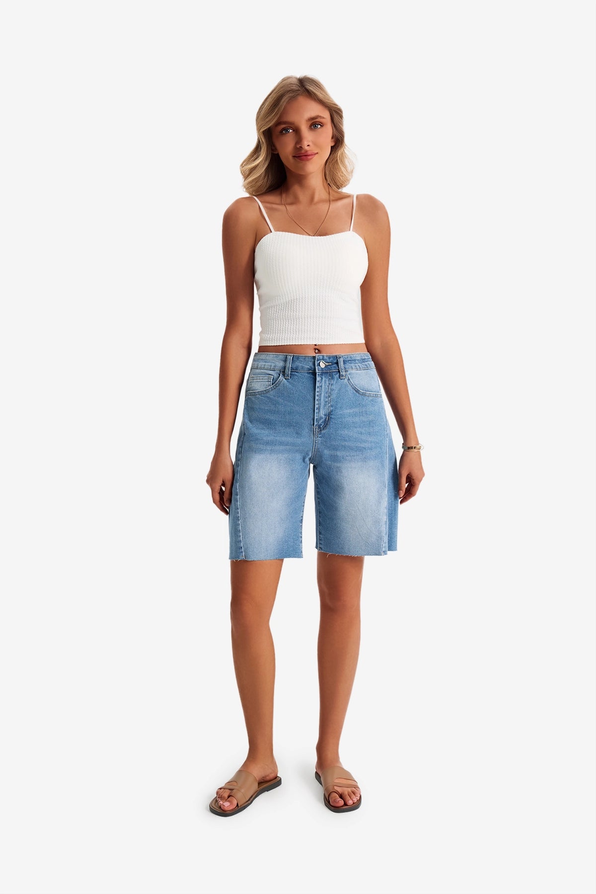 Womens Sky Blue Summer Mid Waist Denim Shorts | CicyBell