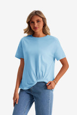Womens Sky Blue Crew Neck T Shirts | CicyBell