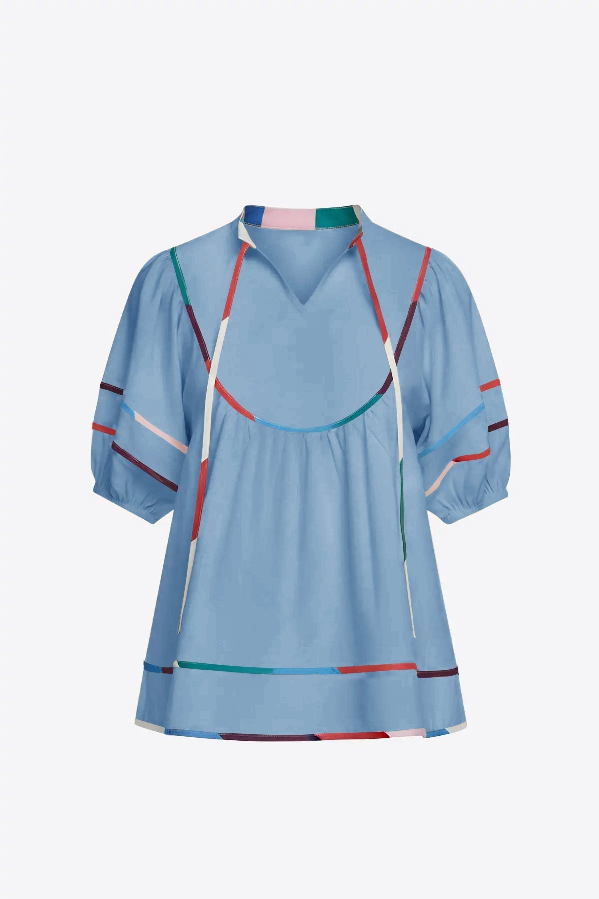 Womens Sky Blue Summer Babydoll Tops | CicyBell