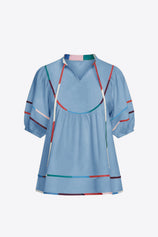 Womens Sky Blue Summer Babydoll Tops | CicyBell