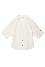 Womens White Short Sleeve Button Down Shirts | CicyBell