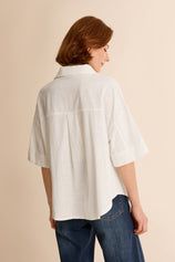 Womens White Short Sleeve Button Down Shirts | CicyBell