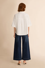 Womens White Short Sleeve Button Down Shirts | CicyBell