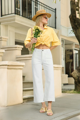 Womens White Cropped High Waisted Baggy Jeans | CicyBell