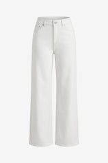 Womens White High Waisted Straight Leg Jeans | CicyBell