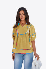 Womens Yellow Summer Babydoll Tops | CicyBell