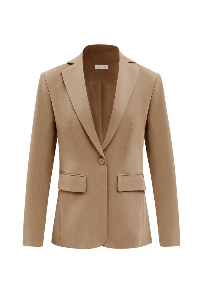 Cicy Bell Womens Dark Khaki Casual Work Blazers