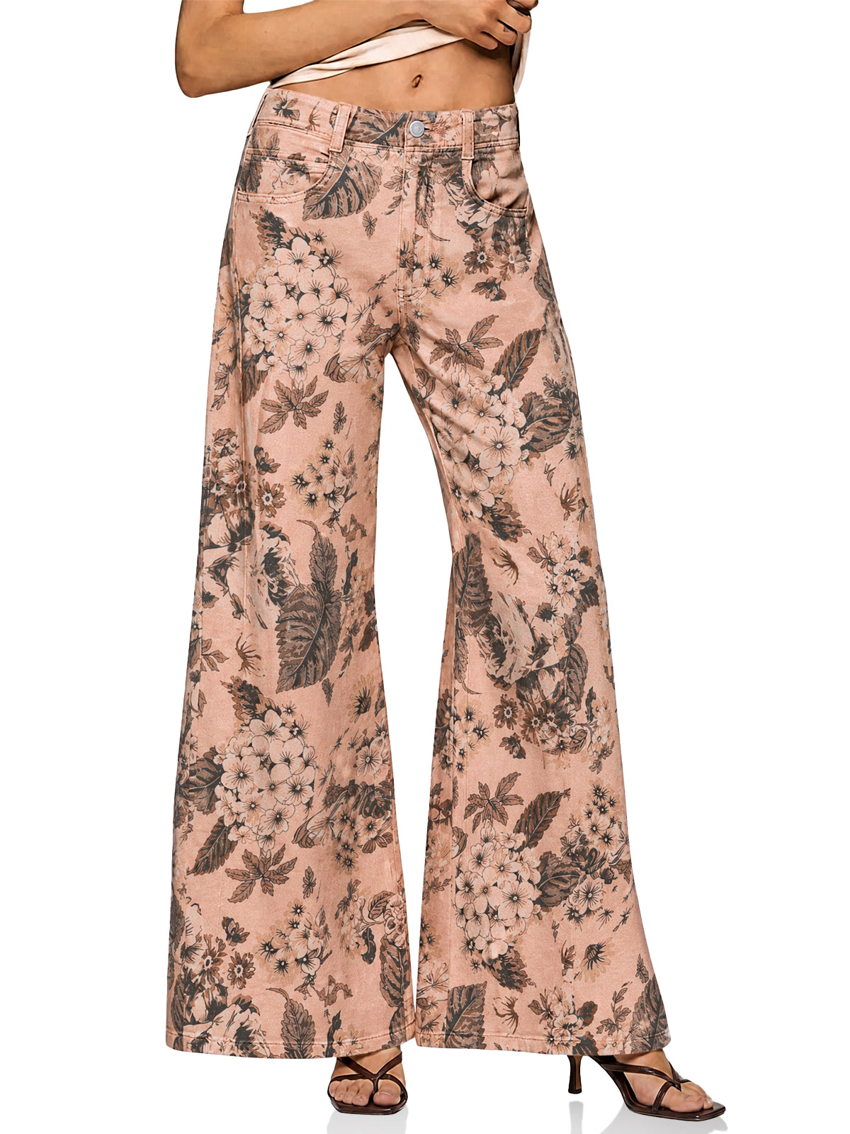 Womens Dark Pink High Waisted Flared Jeans| CicyBell