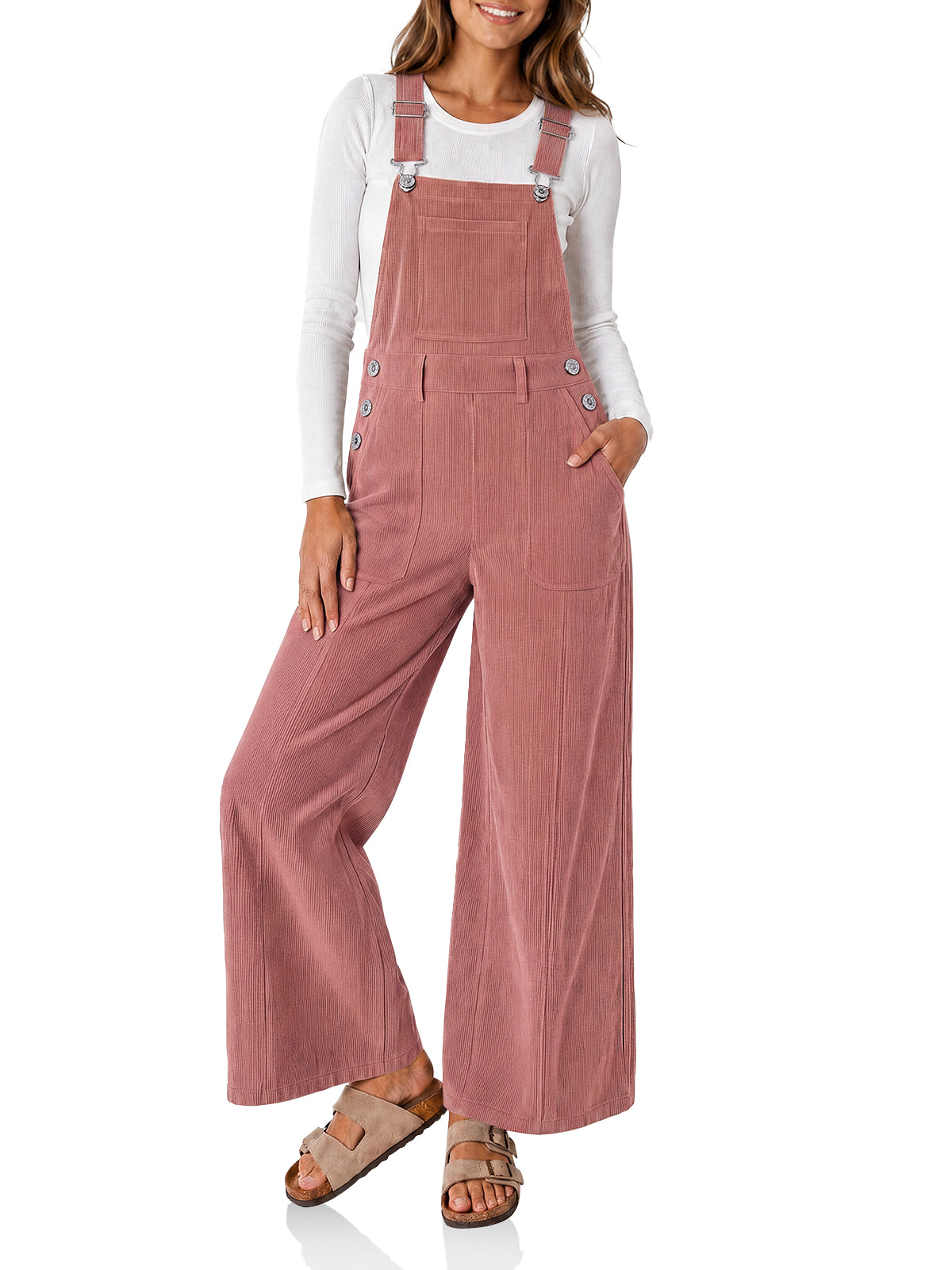 Womens Red Bean Paste Corduroy Bib Overalls | CicyBell