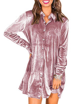 Women Velvet Button Down Mini Dress | Cicy Bell
