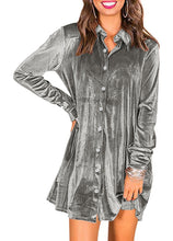Women Velvet Button Down Mini Dress | Cicy Bell