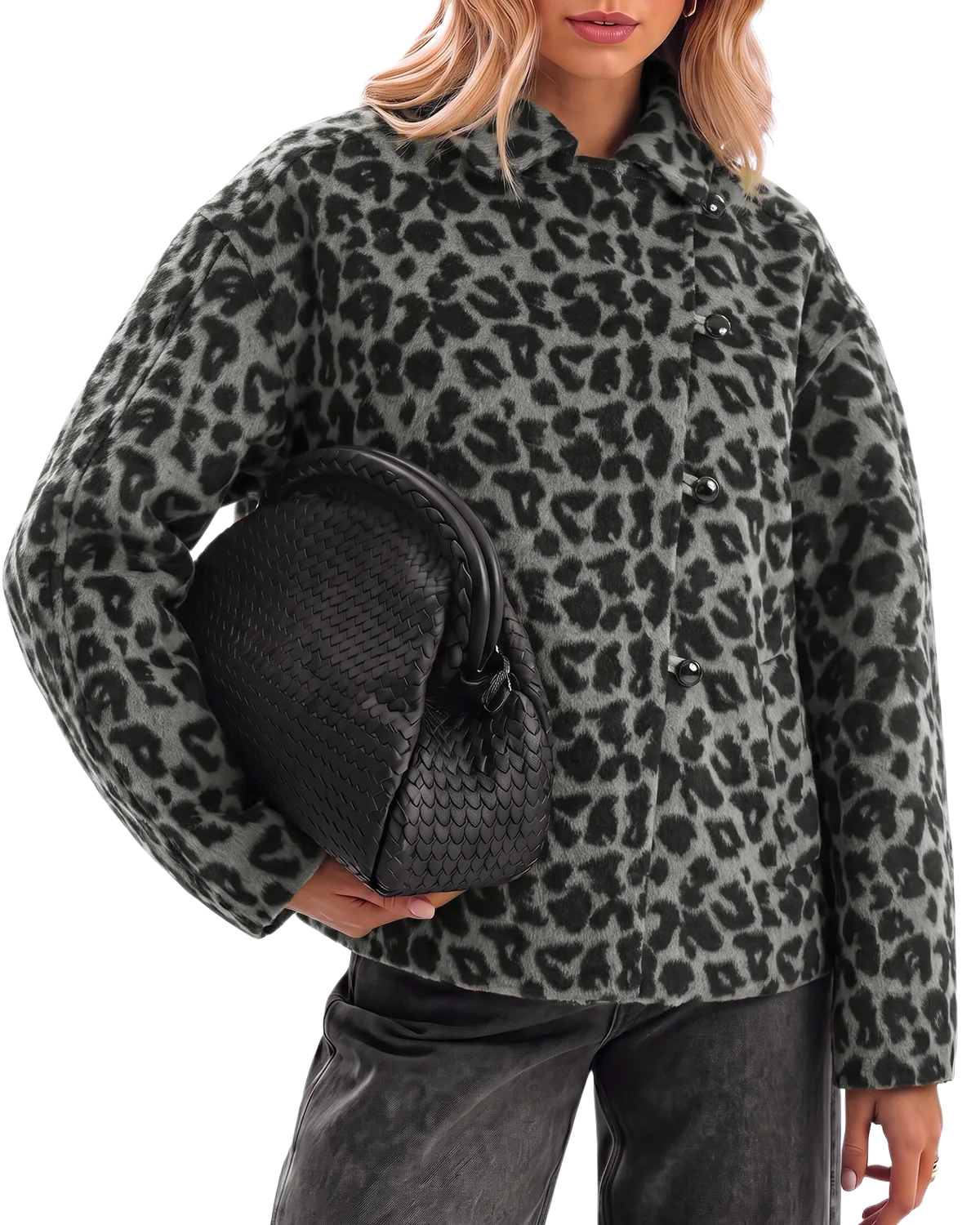 Womens Grey Faux Wool Pea Coat | CicyBell