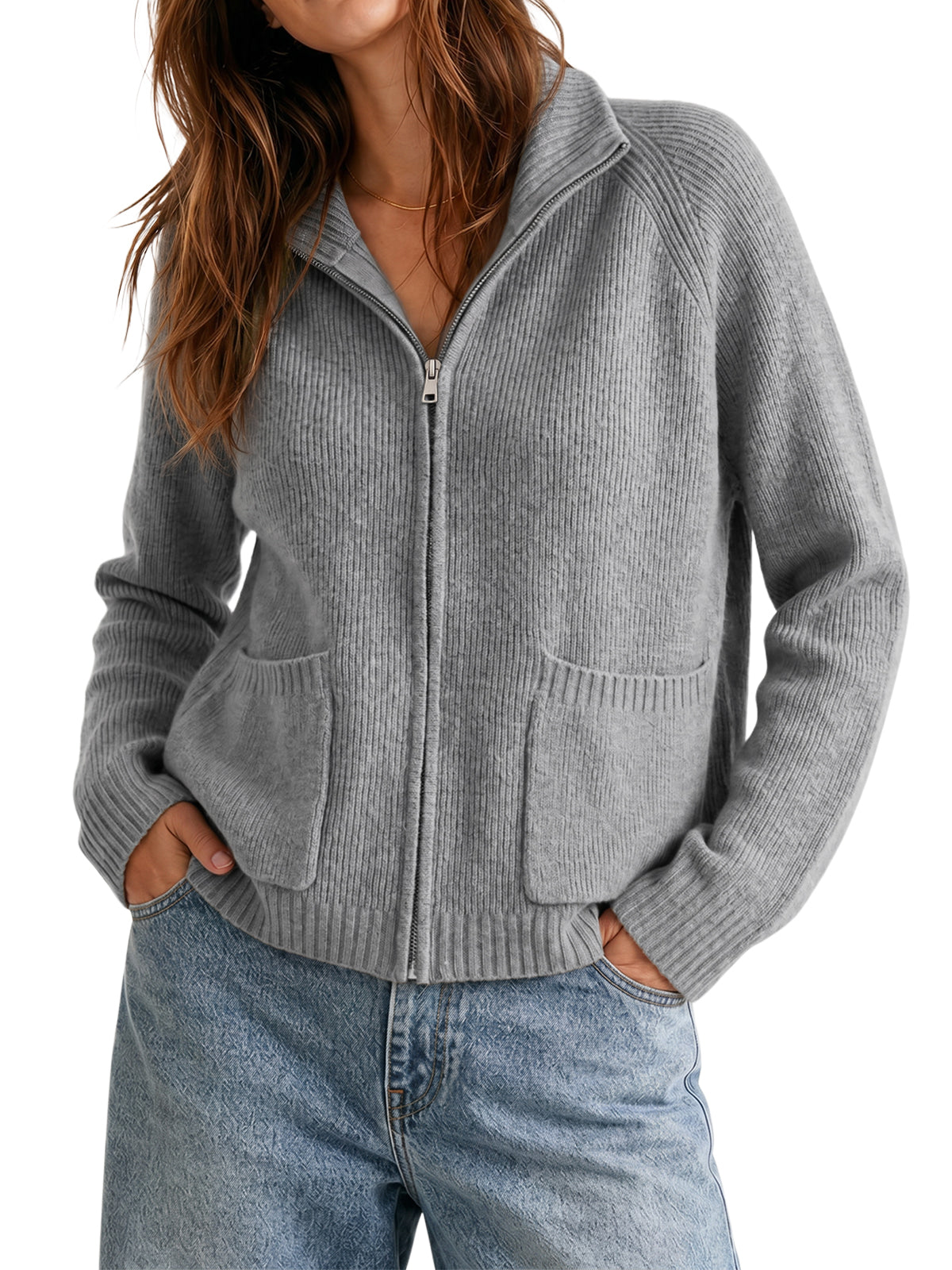 Womens Grey Chunky Cardigan Sweaters | CicyBell
