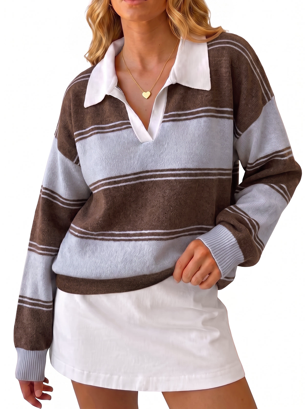 Womens Grey Striped Sweaters | CicyBell