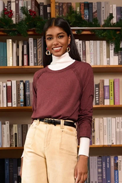 Cicy Bell Burgundy Long Sleeve Tunic Tops