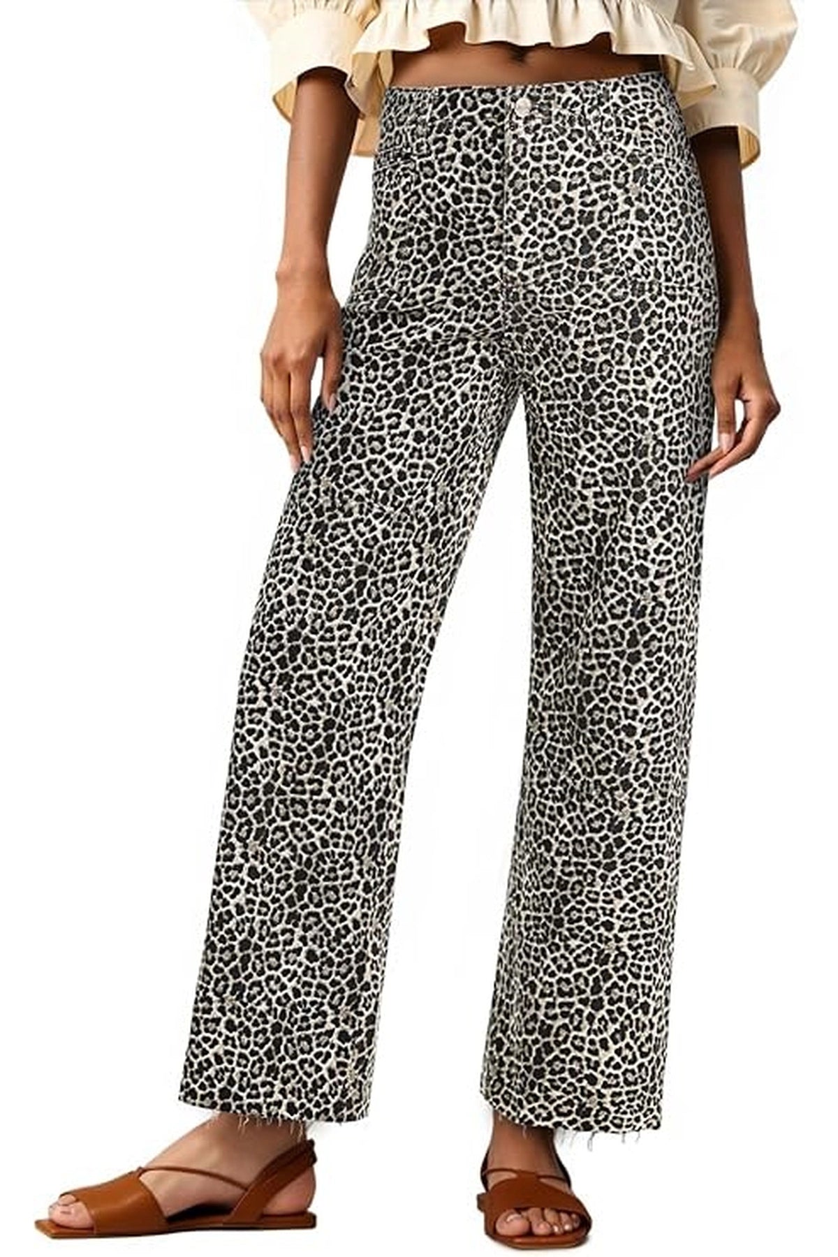 Womens High Waisted Straight Leg Raw Hem Denim Pant | Cicyc Bell