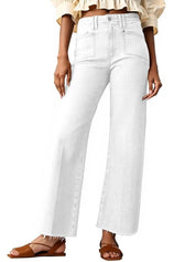 Womens High Waisted Straight Leg Raw Hem Denim Pant | Cicyc Bell