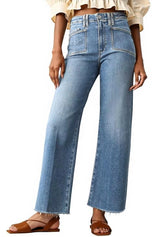 Womens High Waisted Straight Leg Raw Hem Denim Pant | Cicyc Bell