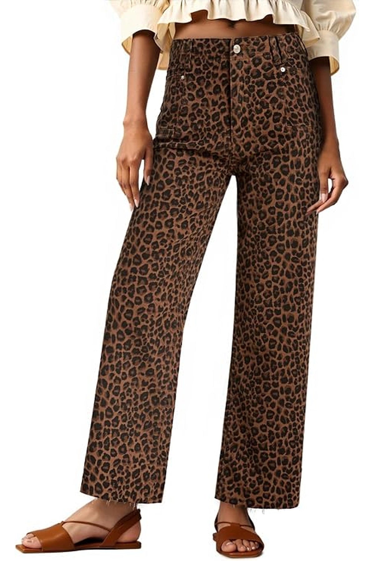 Womens High Waisted Straight Leg Raw Hem Denim Pant | Cicyc Bell