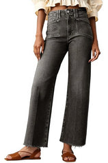 Womens High Waisted Straight Leg Raw Hem Denim Pant | Cicyc Bell