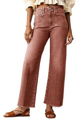 Womens High Waisted Straight Leg Raw Hem Denim Pant | Cicyc Bell