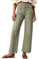 Womens High Waisted Straight Leg Raw Hem Denim Pant | Cicyc Bell