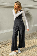 Cicy Bell Womens Black Corduroy Bib Overalls