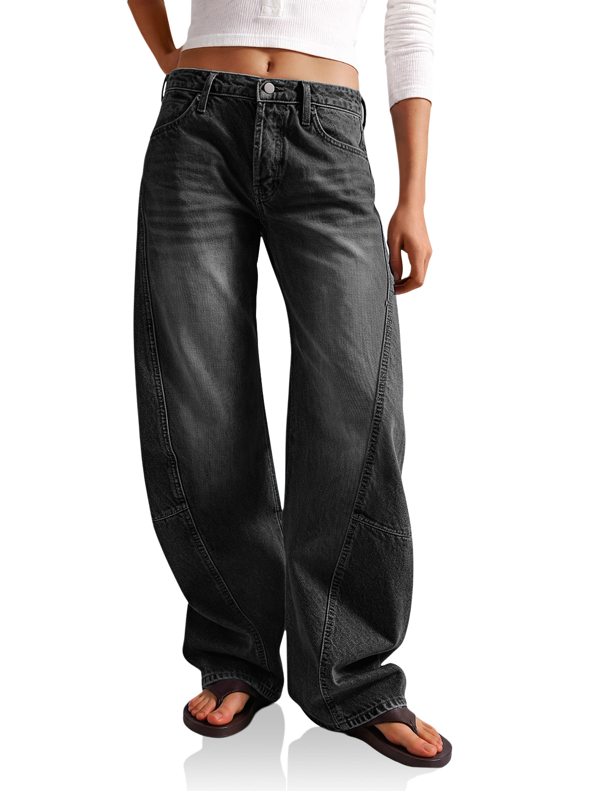 Womens Black Baggy Wide Leg Jeans | CicyBell