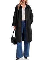 Womens Faux Suede Trench Coat Collared Jacket | Cicy Bell