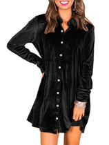 Women Velvet Button Down Mini Dress | Cicy Bell