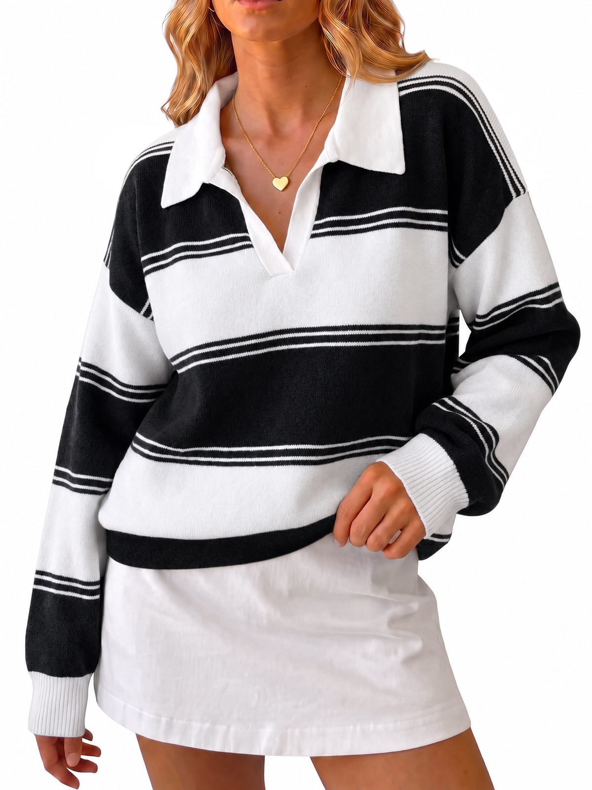 Womens Black Striped Sweaters | CicyBell