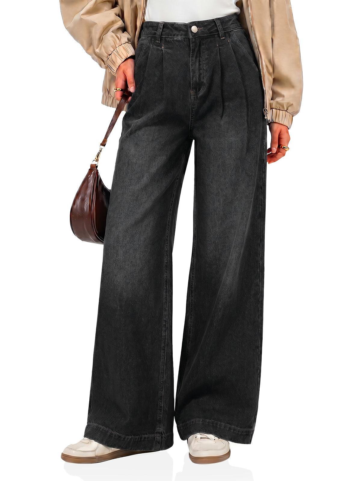 Womens Black Baggy Wide Leg Jeans| CicyBell