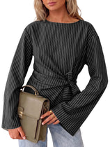 Womens Black Cinched Waist Wrap Tops | CicyBell