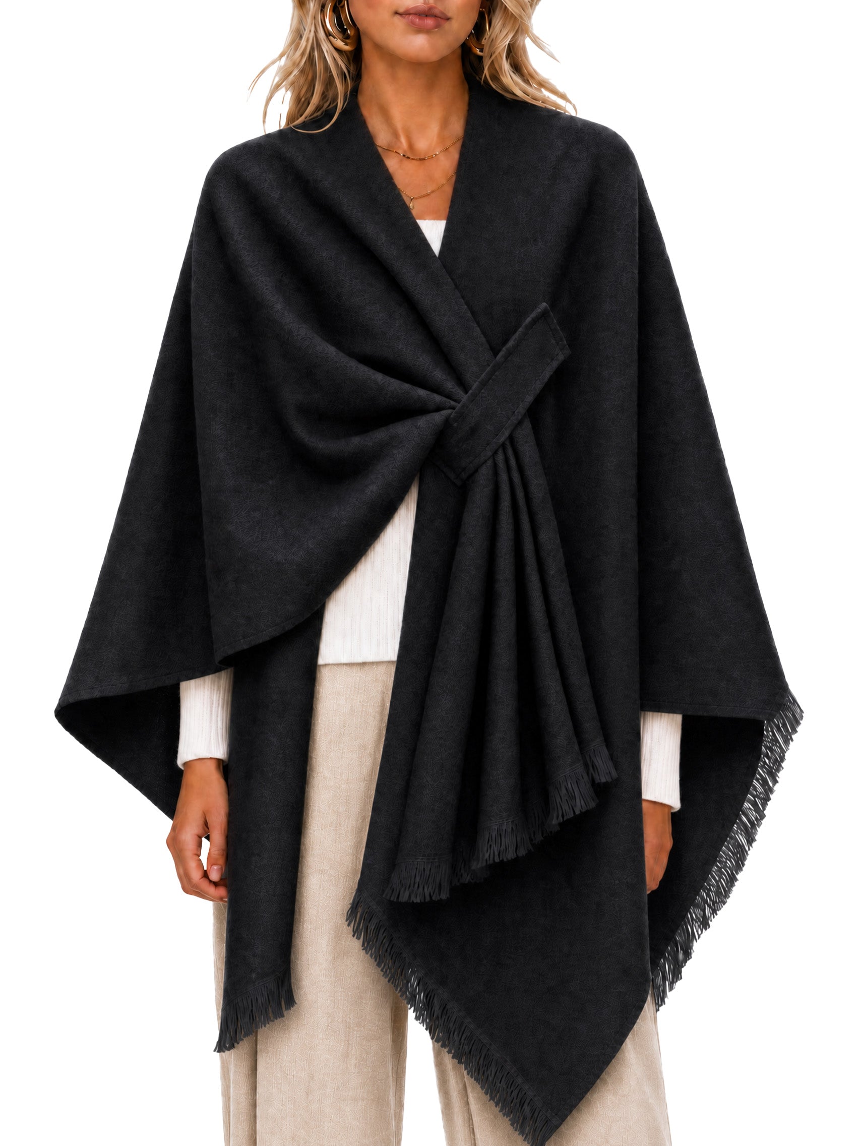 Womens Shawl Wraps Open Front Poncho Sweater | Cicy Bell