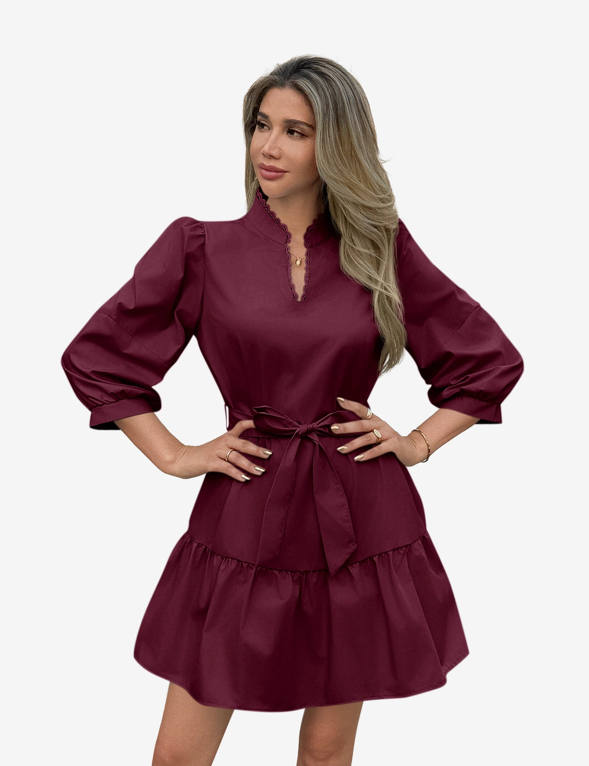 Womens Wine Red Mini Dresses 1