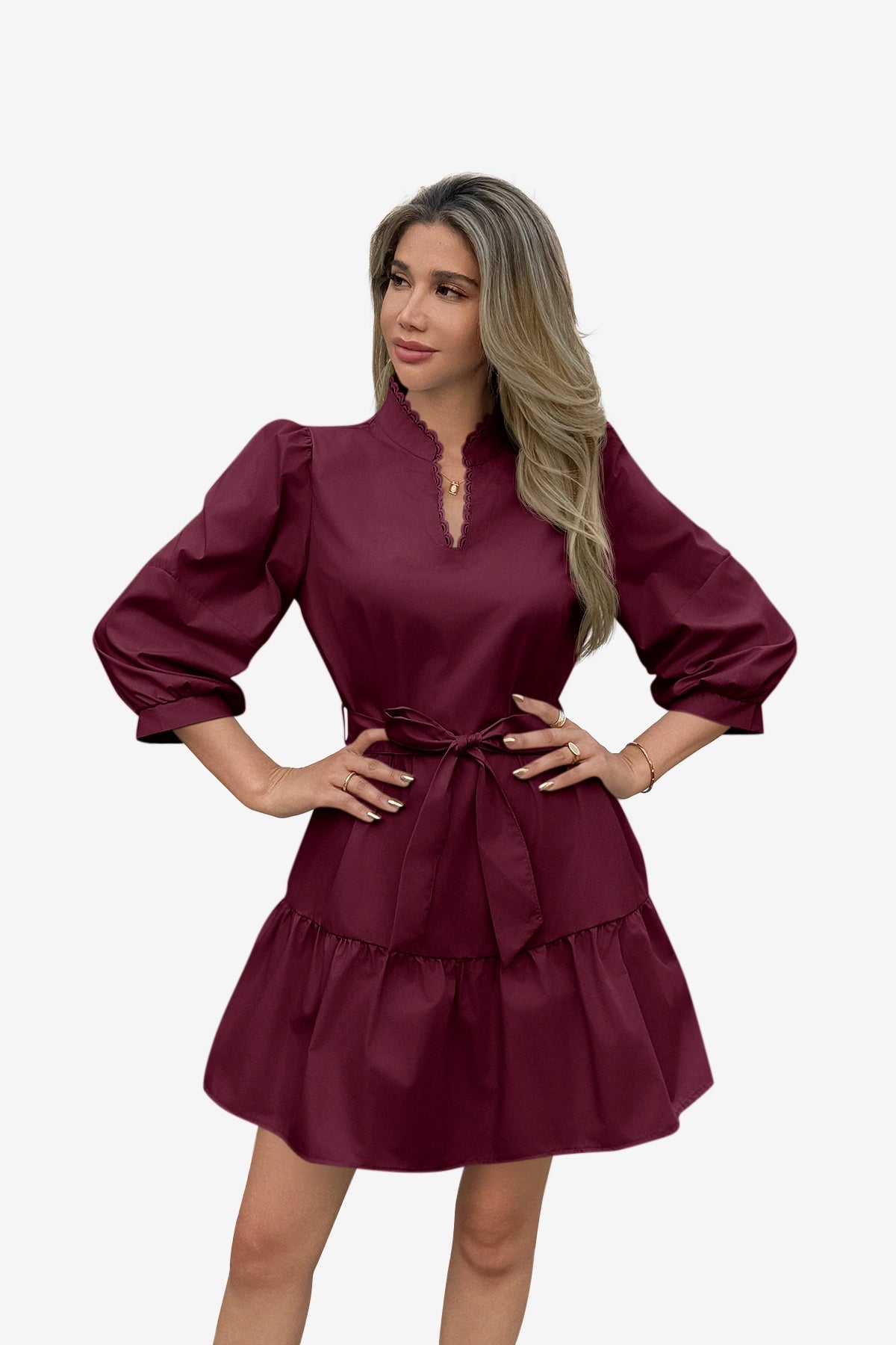 Womens Wine Red Mini Dresses 1