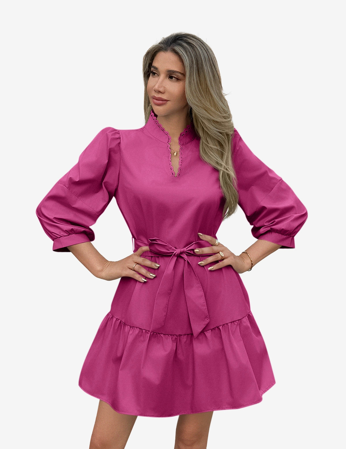 Womens Rose Red Mini Dresses 1