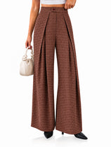 Womens Wide Leg Pleated High Waist Pants |Cicy Bell