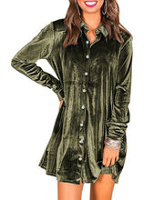 Women Velvet Button Down Mini Dress | Cicy Bell