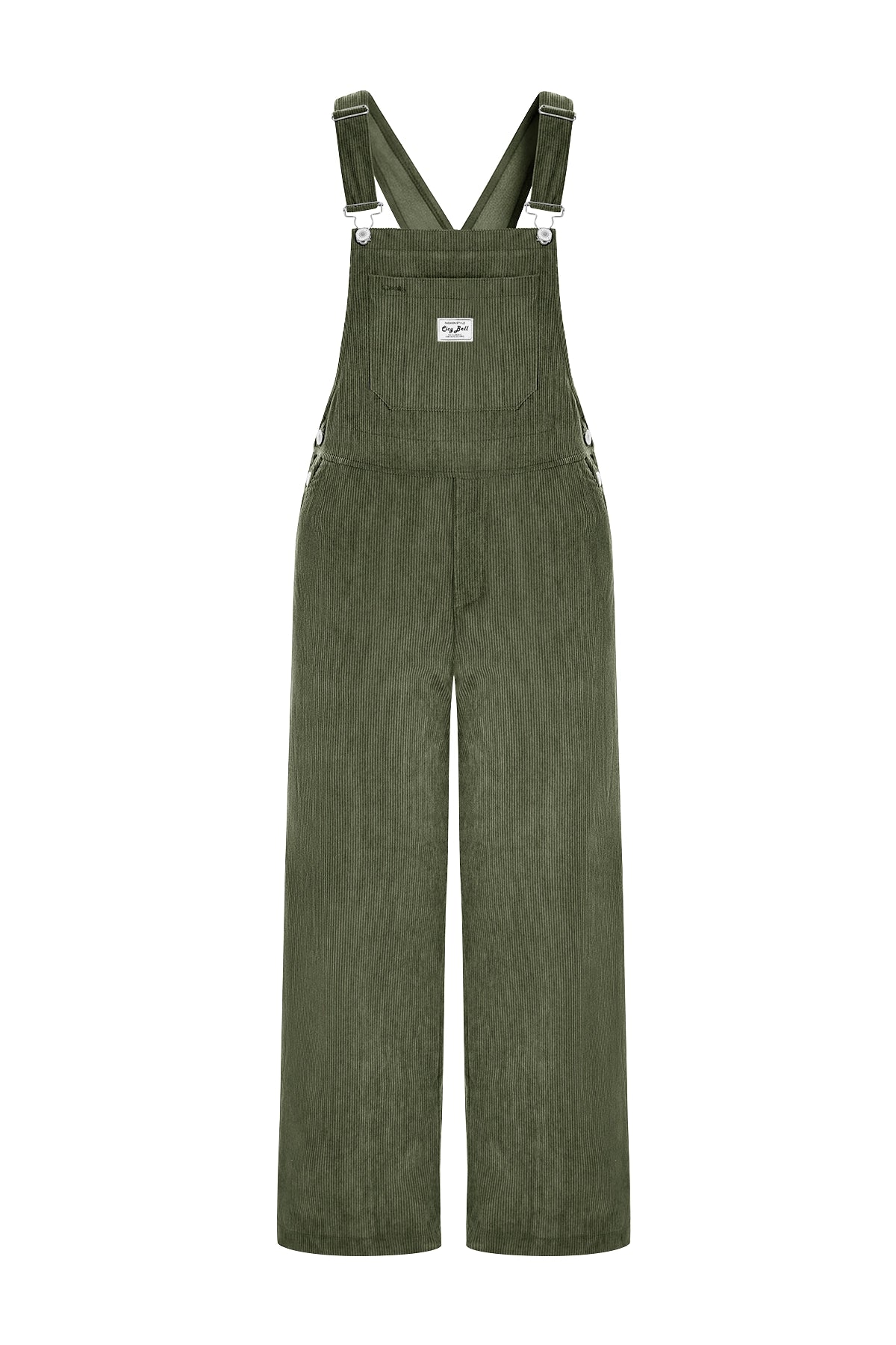 Cicy Bell Womens Army Green Corduroy Bib Overalls