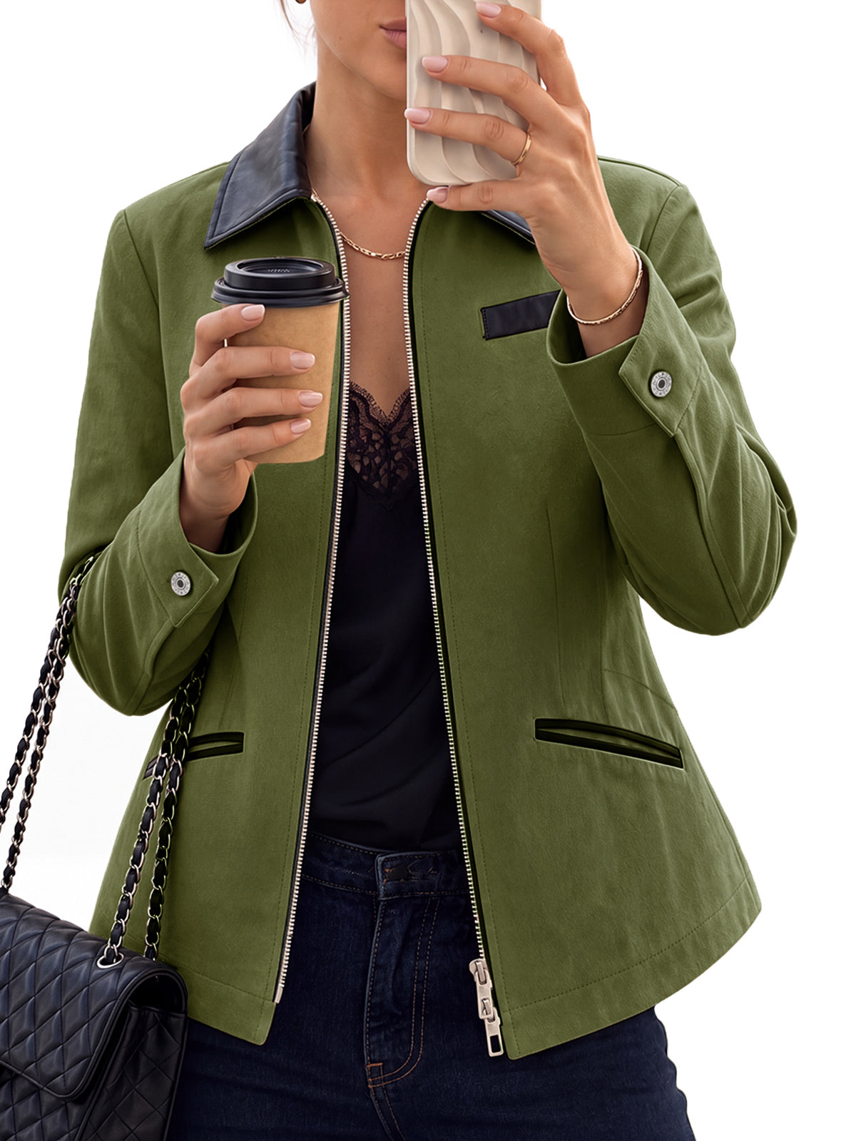 Womens Cropped Jackets Collared Coat | Cicy Bell