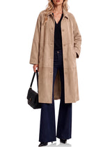 Womens Faux Suede Trench Coat Collared Jacket | Cicy Bell